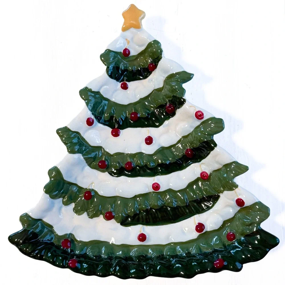 Park Designs Teresa Kogut Christmas Joys Ceramic Tree Trivet Spoon Rest Folk Art